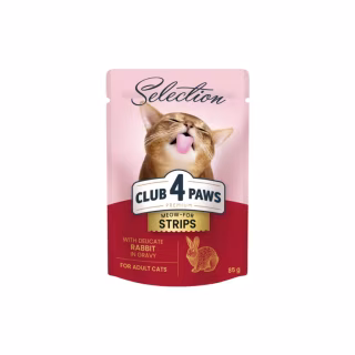 Влажный корм для кошек Club 4 Paws Selection Плюс Полоски с кроликом в соусе 85 г (4820215368087)