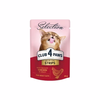 Влажный корм для кошек Club 4 Paws Selection Плюс Полоски с курицей в соусе 85 г (4820215368094)