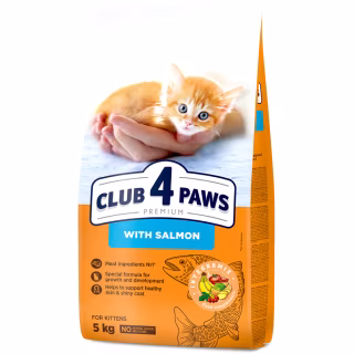 Сухий корм для кішок Club 4 Paws Premium для кошенят з лососем 5 кг (4820215369480)