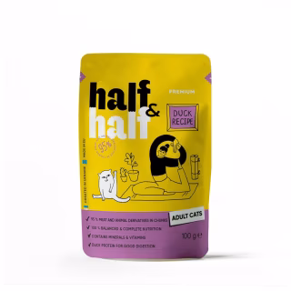 Влажный корм для кошек Half&Half кусочки с уткой в соусе 100 г (4820261920918)