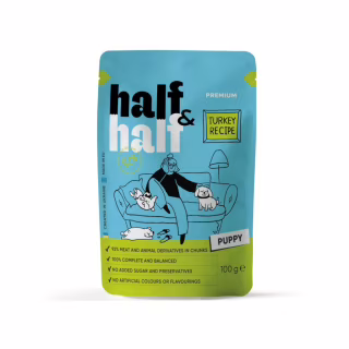Влажный корм для собак Half&Half кусочки индейки в соусе 100 г (4820261921212)