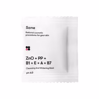 Маска для лица Sane Очищающая и отбеливающая с оксидом цинка и витаминами РР, В1, Е, А, В7 3 г (4820266830298)