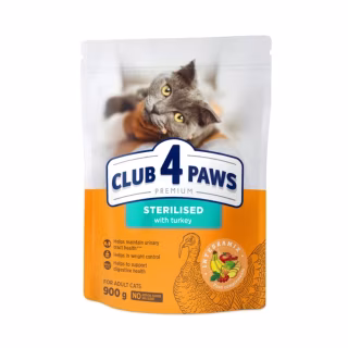 Сухой корм для кошек Club 4 Paws Премиум для стерилизованных с индейкой 900 г (4820269144910)