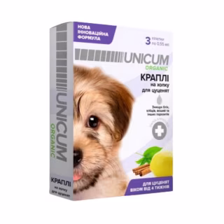 Капли для животных Unicum Organic для отпугивания блох и клещей для щенков 3 шт (4820275970596)