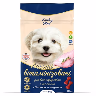 Ласощі для собак Lucky Star Вітамінізовані з кроликом 50 г (4820275972200)