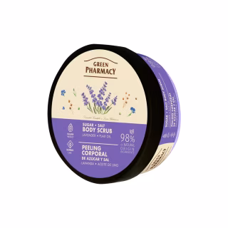Скраб для тела Green Pharmacy Сахарно-солевой Лаванда и масло льна 200 мл (4823015945366)