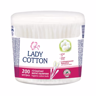 Ватні палички Lady Cotton в банці 200 шт. (4823071607604)