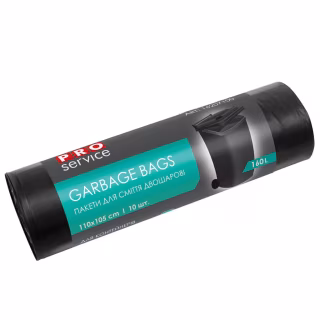 Пакети для сміття PRO service Professional LD двошарові Чорні 160 л 10 шт. (4823071621815)