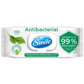 Вологі серветки Smile Antibacterial з соком подорожника 100 шт. (4823071636741/4823071656466)