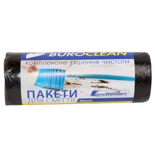 Пакеты для мусора Buroclean EuroStandart прочные черные 60 л 20 шт. (4823078922878)