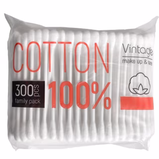 Ватні палички Vintage Cotton В поліетиленовій упаковці 300 шт. (4823098414605)