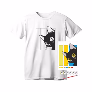 Набор для творчества Rosa футболка-розмальовка, Чорний кіт, бавовна 100, розмір S (4823098542070)