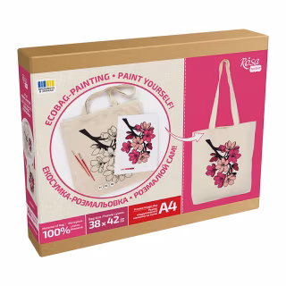Набір для творчості Rosa Talent екосумка-розмальовка, Flowers, 38х42 см (4823098544623)