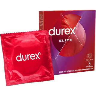Презервативы Durex Elite с силиконовой смазкой (тонкие) 3 шт. (5010232954236)
