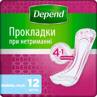 Урологічні прокладки Depend Normal Plus Pad 12 шт. (5029053546162/5029053561585)