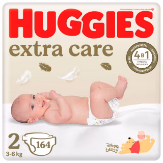 Підгузки Huggies Extra Care 2 (3-6 кг) M-Pack 164 шт (5029054234778_5029053549637)