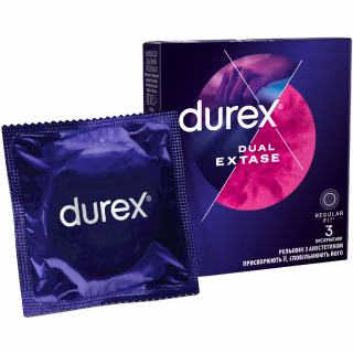 Презервативы Durex Dual Extase рельефные с анестетиком 3 шт. (5052197053401)