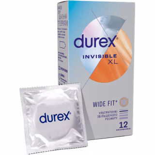 Презервативы Durex Invisible XL ультратонкие увеличенного размера (шире) 12 шт. (5052197057119)