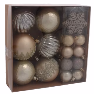 Ялинкова іграшка Chomik пластикові Кульки, сніжинки 30 шт, шампань (5900779895324_2)