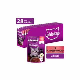 Влажный корм для кошек Whiskas Pure Delight с говядиной в желе 85 г (5900951263194)