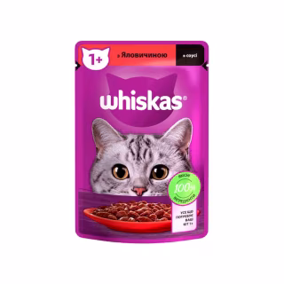 Вологий корм для кішок Whiskas Яловичина в соусі 85 г (5900951301940)