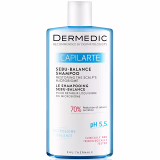 Шампунь Dermedic Capilarte Sebu-Balance Для жирного волосся Відновлення мікробіому шкіри голови 300 мл (5901643176945)