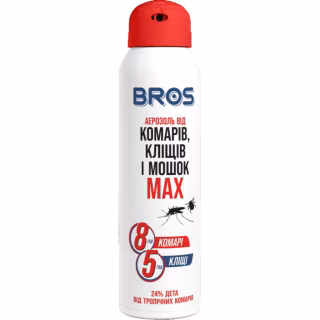 Аэрозоль от насекомых Bros MAX от комаров и клещей 90 мл (5904517065185/5904517324572)