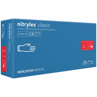 Медичні рукавички Mercator Medical Nitrylex Classic Нітрилові Неопудрені діагностичні Розмір L Сині 100 шт. (3.1011) (5906615004929/5906615028765)