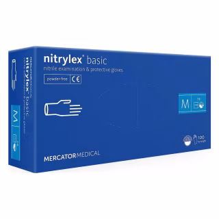 Медичні рукавички Mercator Medical Nitrylex Basic Нітрилові Неопудрені діагностичні Розмір M Сині 100 шт. (3.1006) (5906615034582/5906615029571)