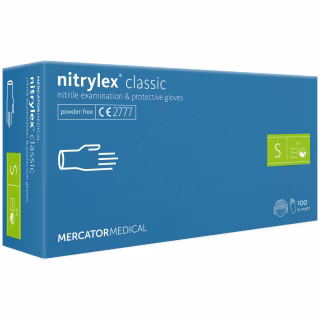 Медичні рукавички Mercator Medical Nitrylex Classic Нітрилові Неопудрені діагностичні Розмір S Сині 100 шт. (3.1009) (5906615102298)