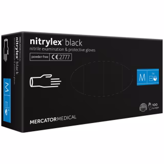 Медичні рукавички Mercator Medical Nitrylex Black Нітрилові Неопудрені діагностичні Розмір M 100 шт. Чорні (3.1018) (5906615133292)