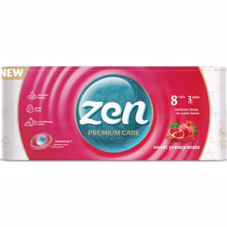 Туалетная бумага Zen Premium Care Sweet Pomegranate 3 слоя 8 рулонов (5944582100046)
