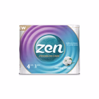 Туалетний папір Zen Premium Care Relaxing White 3 шари 4 рулони (5944582100176)