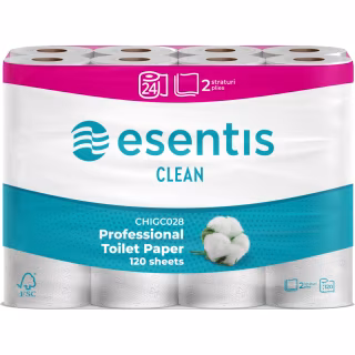 Туалетная бумага Esentis Clean 2 слоя 24 рулона (5944582190429)