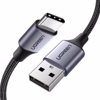 Дата кабель USB 2.0 AM to USB-C 2.0m US288 Aluminum Braid Black Ugreen (60128)