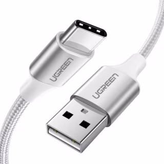 Дата кабель USB 2.0 AM to Type-C 1.0m US288 Aluminum Braid White Ugreen (60131)