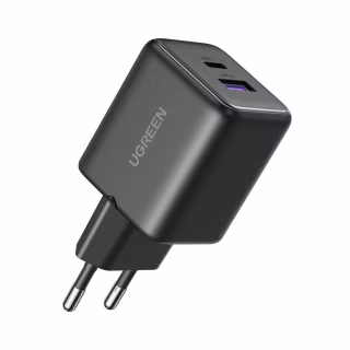 Зарядний пристрій Ugreen USB + USB-C GaN 30W X516 black (65014)