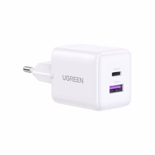 Зарядний пристрій Ugreen USB + USB-C GaN 30W X516 white (65015)
