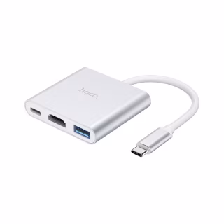 Концентратор HOCO USB-C to USB3.0+HDMI+PD HB14 Silver (6931474725790)