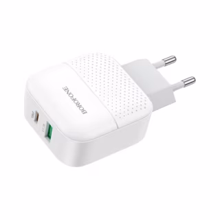 Зарядний пристрій BOROFONE BA46A USB-C PD + USB QC3.0 18W white (6931474727343)