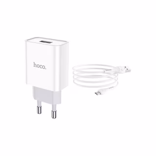 Зарядний пристрій HOCO C81A Asombroso USB + cable Micro 5P 10.5W White (6931474727954)