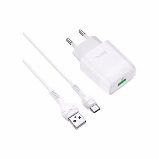 Зарядний пристрій HOCO C72Q Glorious USB QC3.0 + cable USB to USB-C 18W White (6931474732552)