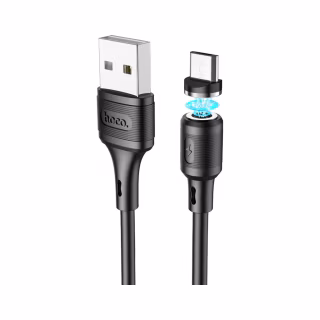 Дата кабель USB 2.0 AM to Micro 5P 1.0m 2.4A magnetic PVC X52 black HOCO (6931474735539)