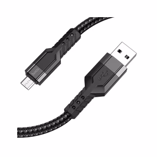 Дата кабель USB 2.0 AM to Micro 5P 1.2m 2.4A nylon aluminum U110 black HOCO (6931474770585)