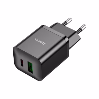 Зарядний пристрій HOCO N28 Founder 1xUSB-C PD20W + 1xUSB QC3.0 Black (6931474783509)