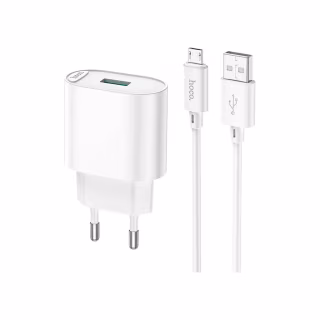 Зарядний пристрій HOCO C109A Fighter USB QC3.0 + cable Micro 5P White (6931474784827)