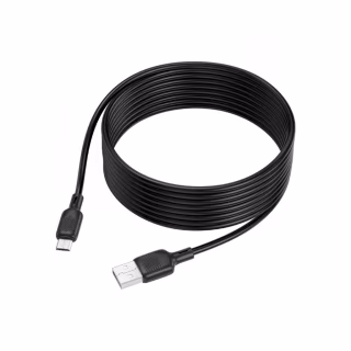 Дата кабель USB 2.0 AM to Micro 5P 3.0m Lenny silicone BX113 black BOROFONE (6941991115547)