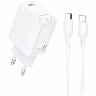 Зарядний пристрій BOROFONE BN26 Fuente USB-C PD20W + cable USB-C to USB-C White (6941991120251)