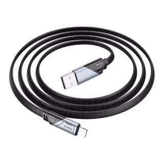 Дата кабель USB 2.0 AM to Lightning 1.2m 2.4A nylon aluminum U125 black HOCO (6942007604987)