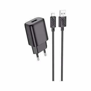 Зарядний пристрій HOCO C134A Solid USB + cable USB to Micro 5P Black (6942007621335)
